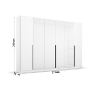 Drehtürenschrank >Artemis< in alpinweiß / Kristallweißglas
 - 271x210x54 (BxHxT)