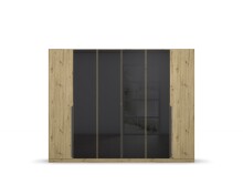 Drehtürenschrank >Artemis< in Eiche Artisan / Glas basalt - 271x210x54 (BxHxT)