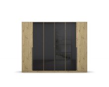 Drehtürenschrank >Artemis< in Eiche Artisan / Glas basalt - 271x210x54 (BxHxT)
