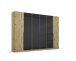 Drehtürenschrank >Artemis< in Eiche Artisan / Glas basalt - 271x210x54 (BxHxT)