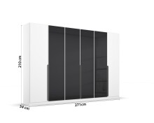 Drehtürenschrank >Artemis< in alpinweiß / Glas basalt
 - 271x210x54 (BxHxT)