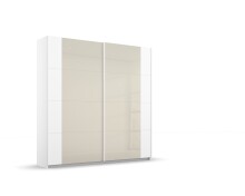 Schwebetürenschrank >Artemis< in alpinweiß / Glas champagne - glänzend