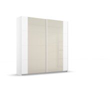 Schwebetürenschrank >Artemis< in alpinweiß / Glas champagne - glänzend