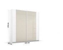 Schwebetürenschrank >Artemis< in alpinweiß / Glas champagne - glänzend