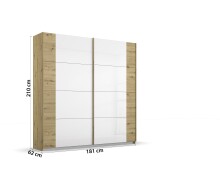 Schwebetürenschrank >Artemis< in Eiche Artisan / Kristallweißglas