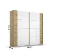 Schwebetürenschrank >Artemis< in Eiche Artisan / Kristallweißglas
