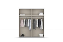 Schwebetürenschrank >Artemis< in alpinweiß / Kristallweißglas