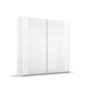 Schwebetürenschrank >Artemis< in alpinweiß / Kristallweißglas