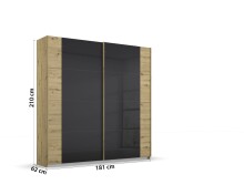 Schwebetürenschrank >Artemis< in Eiche Artisan / Glas basalt aus Holzwerkstoffe