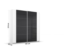 Schwebetürenschrank >Artemis< in alpinweiß / Glas basalt - 181x210x62 (BxHxT)