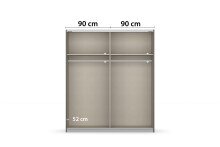Schwebetürenschrank >Artemis< in alpinweiß / Glas basalt - 181x210x62 (BxHxT)
