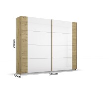 Schwebetürenschrank >Artemis< in Eiche Artisan / Kristallweißglas