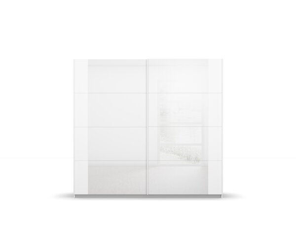 Schwebetürenschrank >Artemis< in alpinweiß / Kristallweißglas