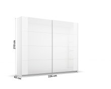 Schwebetürenschrank >Artemis< in alpinweiß / Kristallweißglas