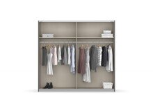 Schwebetürenschrank >Artemis< in alpinweiß / Kristallweißglas