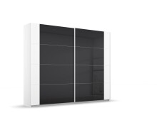 Schwebetürenschrank >Artemis< in alpinweiß / Glas basalt
 - 226x210x62 (BxHxT)