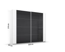 Schwebetürenschrank >Artemis< in alpinweiß / Glas basalt
 - 226x210x62 (BxHxT)