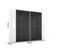 Schwebetürenschrank >Artemis< in alpinweiß / Glas basalt
 - 226x210x62 (BxHxT)