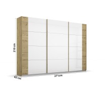 Schwebetürenschrank >Artemis< in Eiche Artisan / Kristallweißglas