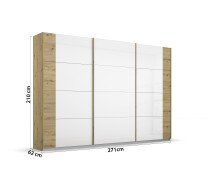 Schwebetürenschrank >Artemis< in Eiche Artisan / Kristallweißglas