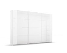 Schwebetürenschrank >Artemis< in alpinweiß / Kristallweißglas