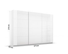 Schwebetürenschrank >Artemis< in alpinweiß / Kristallweißglas