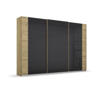 Schwebetürenschrank >Artemis< in Eiche Artisan / Glas basalt aus Holzwerkstoffe