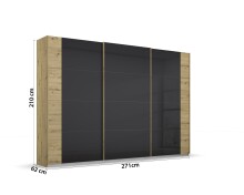 Schwebetürenschrank >Artemis< in Eiche Artisan / Glas basalt aus Holzwerkstoffe