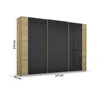 Schwebetürenschrank >Artemis< in Eiche Artisan / Glas basalt aus Holzwerkstoffe