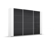 Schwebetürenschrank >Artemis< in alpinweiß / Glas basalt
 - 271x210x62 (BxHxT)