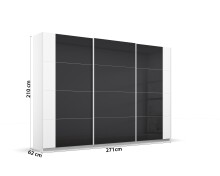 Schwebetürenschrank >Artemis< in alpinweiß / Glas basalt
 - 271x210x62 (BxHxT)