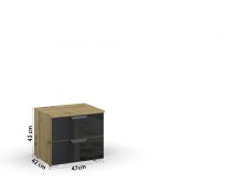Nachttisch >Artemis< in Eiche Artisan / Glas basalt...
