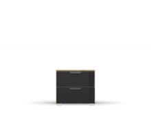 Nachttisch >Artemis< in Eiche Artisan / Glas basalt - 47x43x42 (BxHxT)