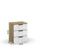 Nachttisch >Artemis< in Eiche Artisan / Kristallweißglas
 - 47x62x42 (BxHxT)
