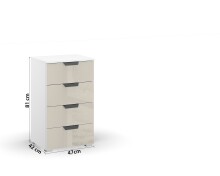 Kommode >Artemis< in alpinweiß / Glas champagner - glänzend - 47x81x42 (BxHxT)