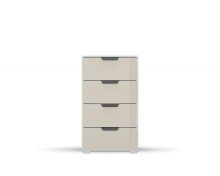 Kommode >Artemis< in alpinweiß / Glas champagner - glänzend - 47x81x42 (BxHxT)