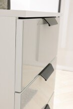 Kommode >Artemis< in alpinweiß / Glas champagner - glänzend - 47x81x42 (BxHxT)
