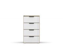 Kommode >Artemis< in Eiche Artisan / Kristallweißglas - 47x81x42 (BxHxT)