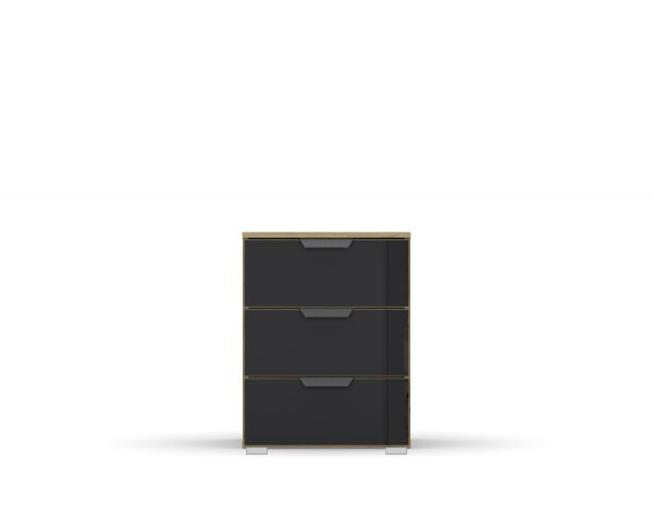 Nachttisch >Artemis< in Eiche Artisan / Glas basalt - 47x62x42 (BxHxT)