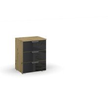 Nachttisch >Artemis< in Eiche Artisan / Glas basalt - 47x62x42 (BxHxT)