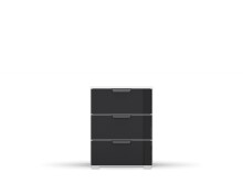 Nachttisch >Artemis< in alpinweiß / Glas basalt
 - 47x62x42 (BxHxT)