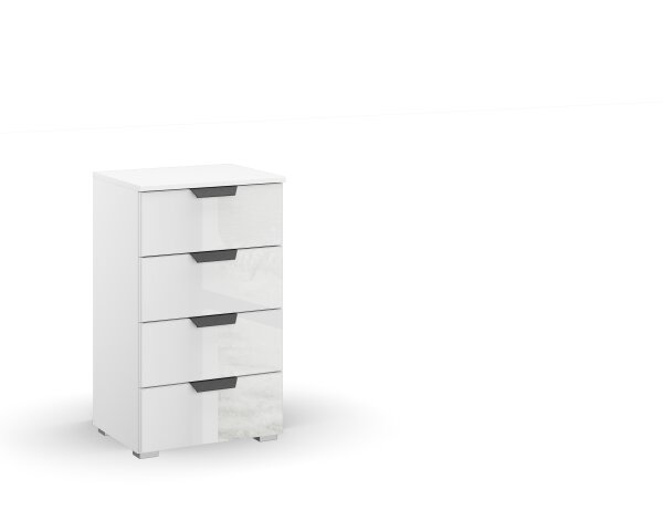 Kommode >Artemis< in alpinweiß / Kristallweißglas
 - 47x81x42 (BxHxT)