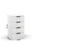 Kommode >Artemis< in alpinweiß / Kristallweißglas
 - 47x81x42 (BxHxT)