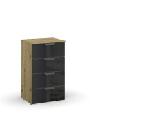 Kommode >Artemis< in Eiche Artisan / Glas basalt -...