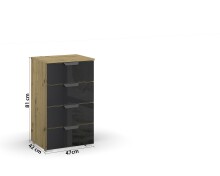 Kommode >Artemis< in Eiche Artisan / Glas basalt - 47x81x42 (BxHxT)