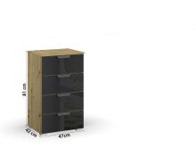 Kommode >Artemis< in Eiche Artisan / Glas basalt - 47x81x42 (BxHxT)