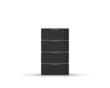 Kommode >Artemis< in alpinweiß / Glas basalt
 - 47x81x42 (BxHxT)