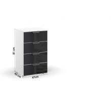 Kommode >Artemis< in alpinweiß / Glas basalt
 - 47x81x42 (BxHxT)
