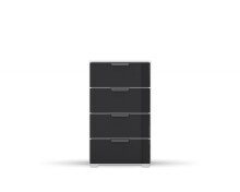 Kommode >Artemis< in alpinweiß / Glas basalt
 - 47x81x42 (BxHxT)