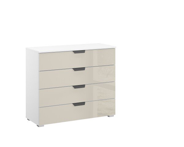 Kommode >Artemis< in alpinweiß / Glas champagner - glänzend - 93x81x42 (BxHxT)
